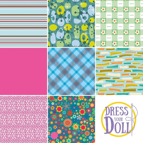 Kleding voor poppen - Stoffen set - Creatief knutselen - Handwas onderhoud - 31 x 24 cm - Meerkleurig — afbeelding 5