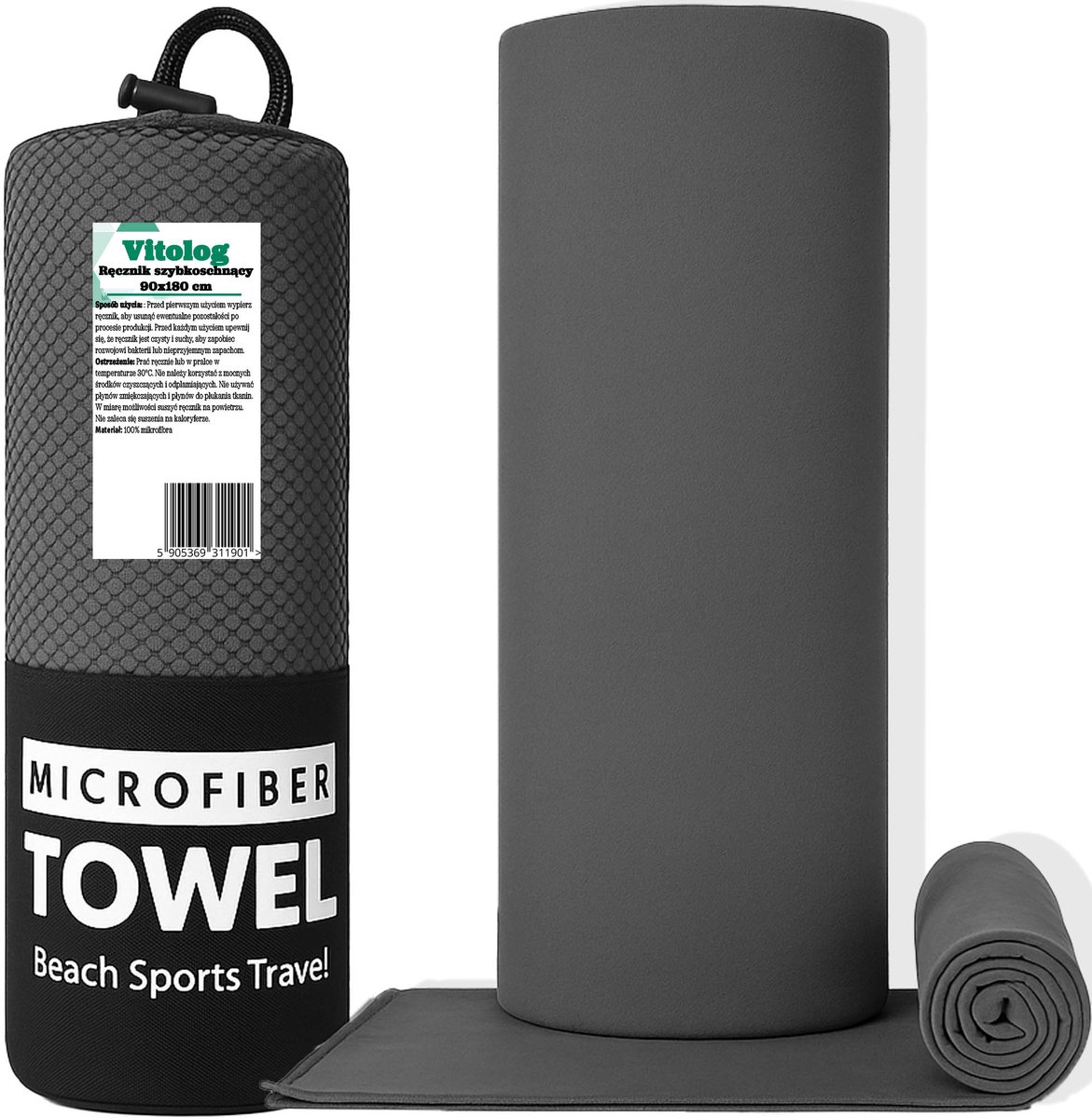 Vitolog - Sporthanddoek - Snel Drogend - Microvezel - 90x180 cm