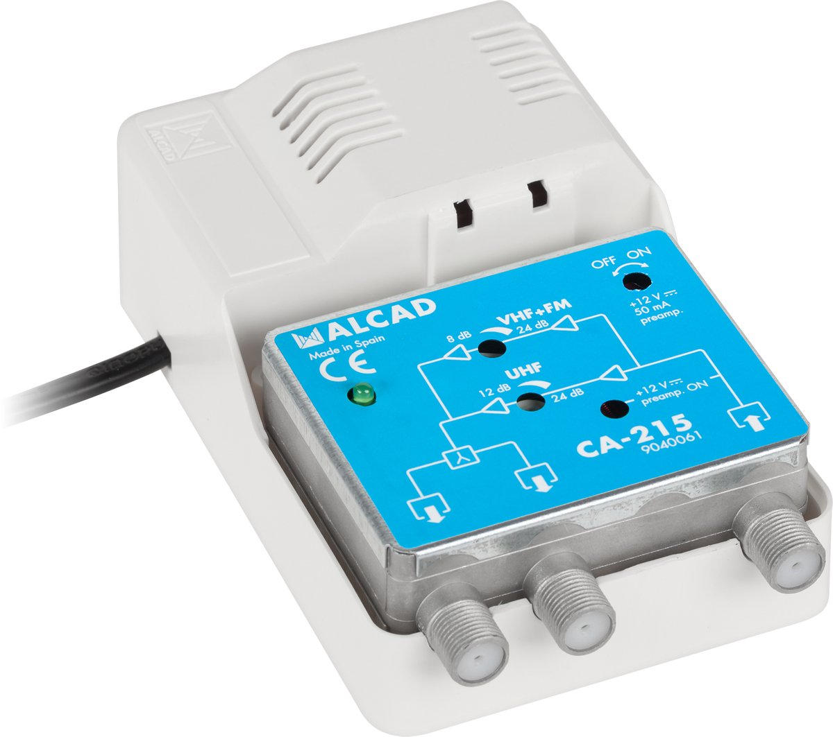 Alcad CA-215 - Signaalversterker - 2x TV Uitgangen - Breedband - IP20 Bescherming