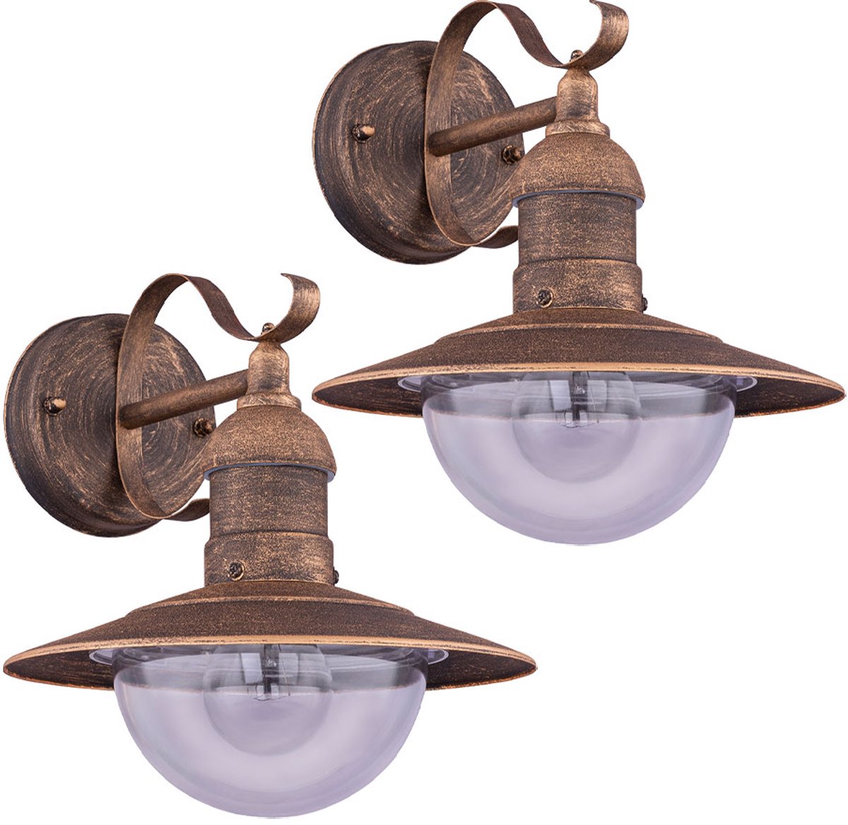 Globo Lighting Wandlamp buitenwandlamp terraslamp roestvrij staal goud gepatineerd, 1x E27 fitting, BxH 24x30 cm Zwart