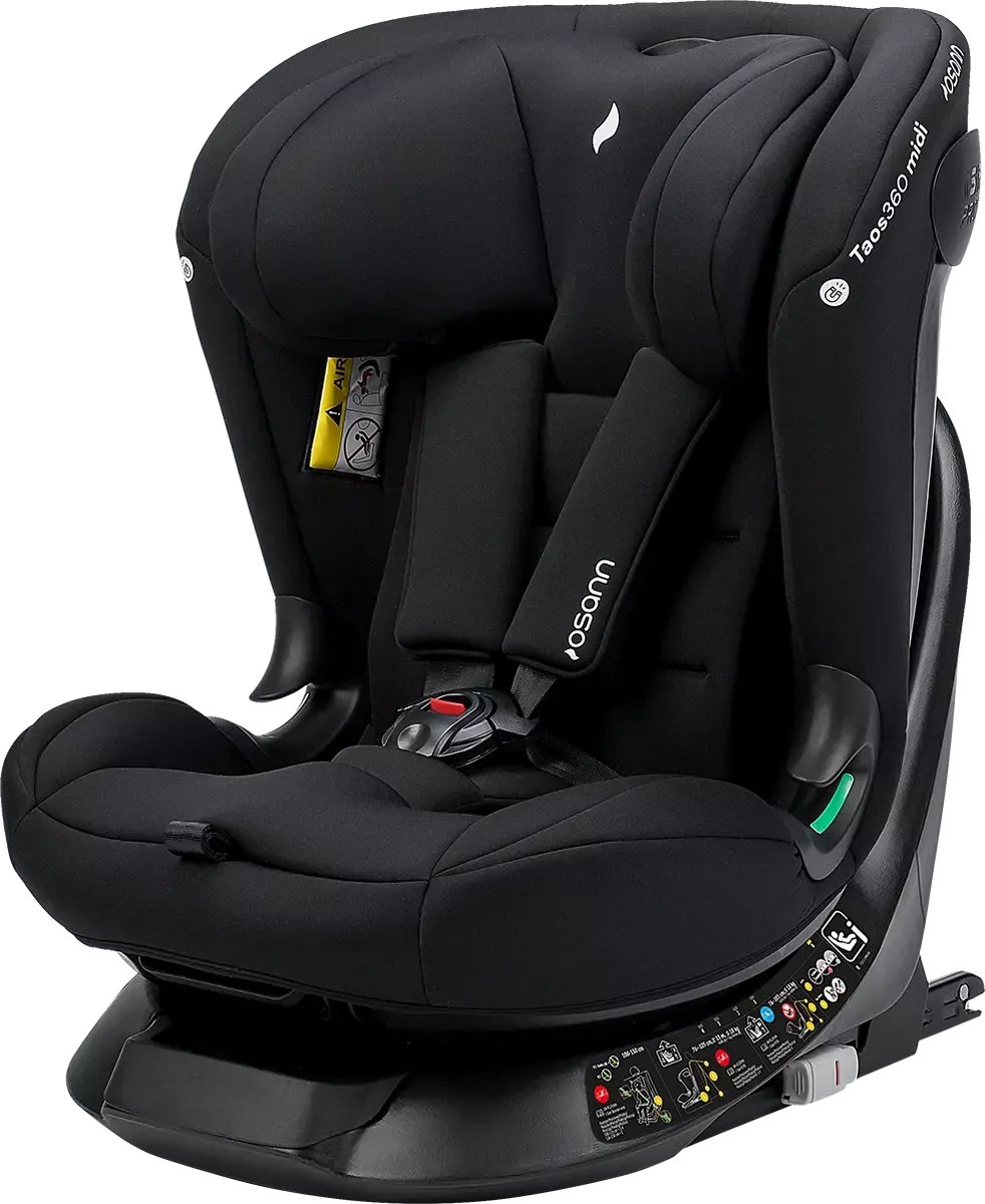 Osann Taos360 i-Size, 360° draaibaar autostoeltje voor kinderen van 40-150 cm, achterwaarts gericht met Isofix en top-tether op de basis, babyautostoeltje – Zwart