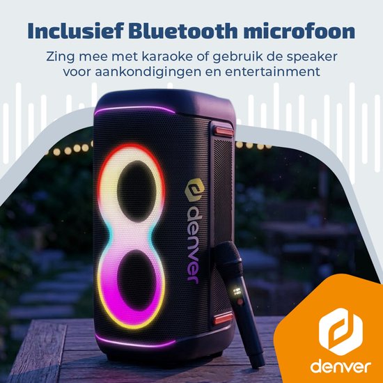 Denver Bluetooth Speaker Party box - Discolichten - Partyspeaker incl. draadloze microfoon & afstandsbediening - Luidspreker - BPS370 van Merkloos — afbeelding 2