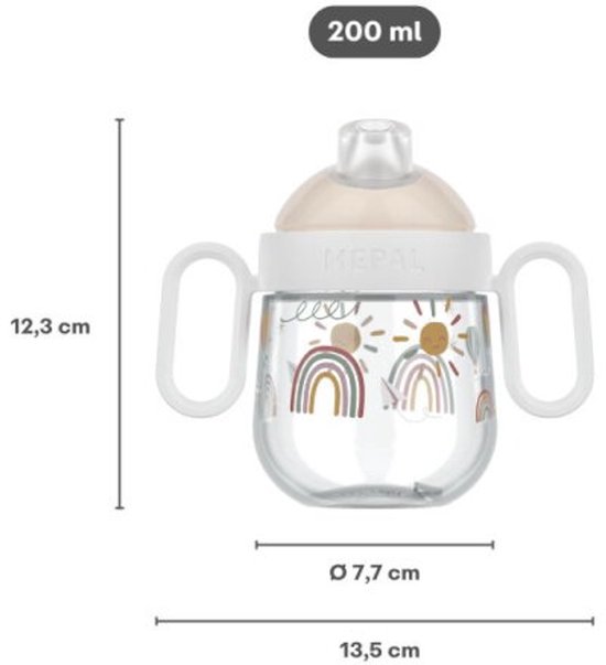 Mepal Mio antilekbeker - 200 ml - Makkelijk vast te houden - Kinderservies - Sunshine & Rainbow van Mepal — afbeelding 4