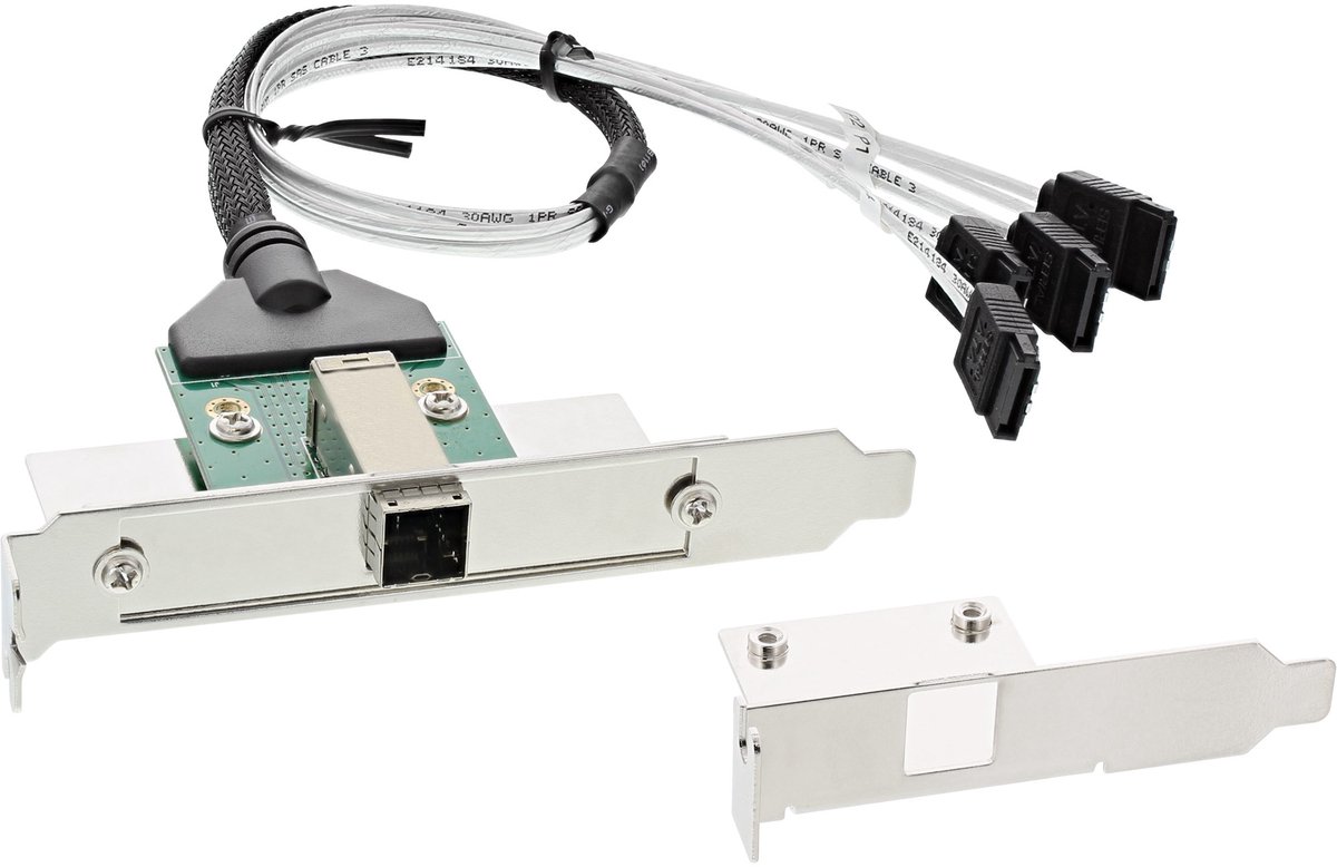 InLine® SAS HD Beugel met Kabel ext. SFF-8644 naar int. 4x SATA 0,5m