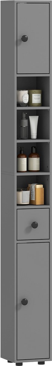 kleankin Badkamerkast op de vloer-Spaanplaat-20L x 20B x 180H cm-Grijs