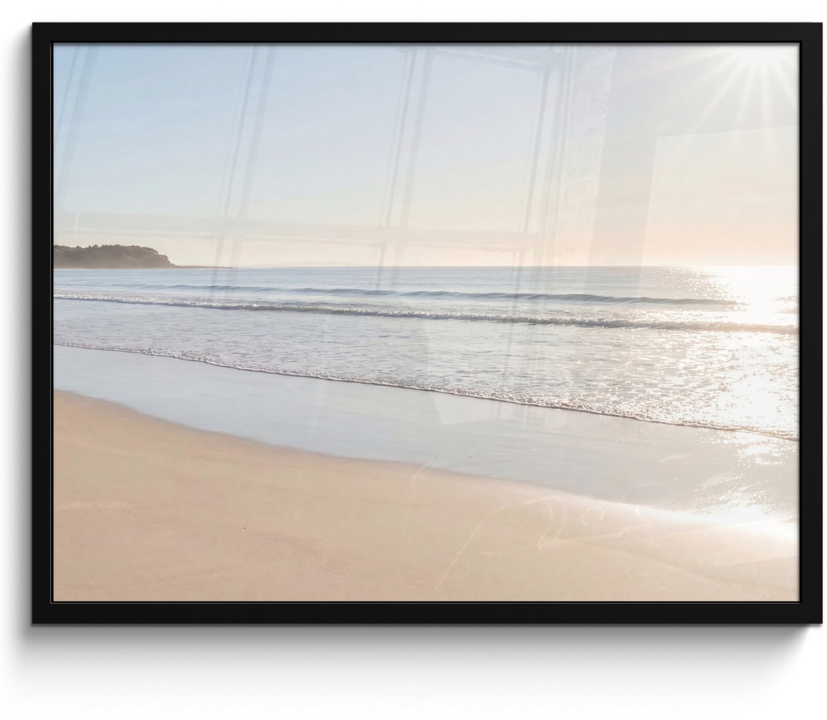 FrameYourWall Poster in lijst - Fotolijst 80x60 cm - Posters - Zee - Zon - Zand - Posterlijst zwart - Decoratie - Wanddecoratie woonkamer - Muurdecoratie slaapkamer