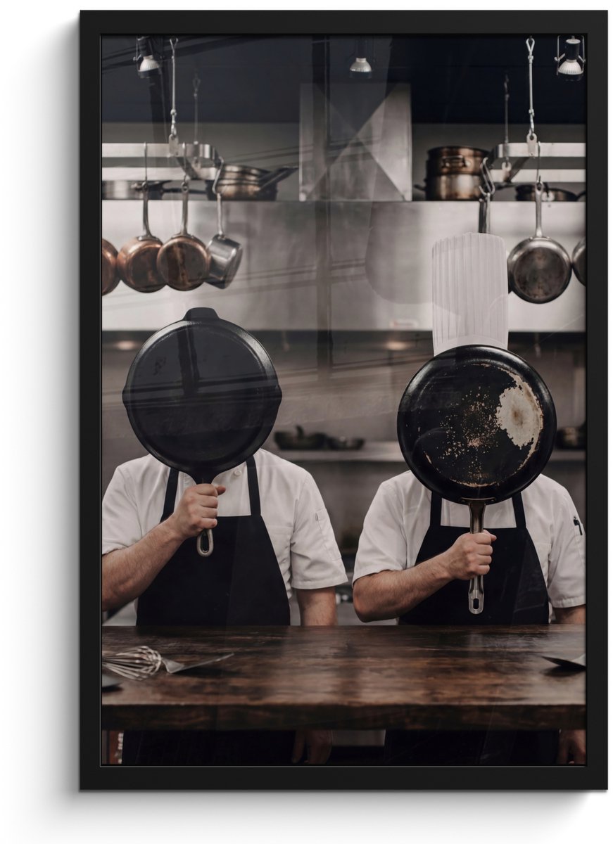 Poster in lijst - Fotolijst 40x60 cm - Posters - Koks - Koekenpannen - Keuken - Posterlijs