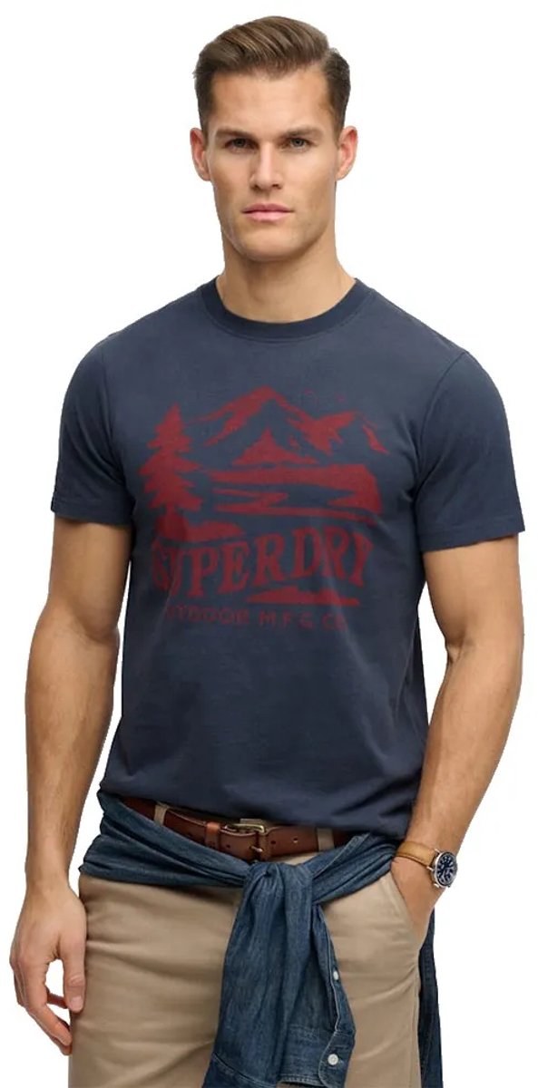 Superdry Retro Outdoor Relaxed T-shirt Heren T-shirts Marineblauw