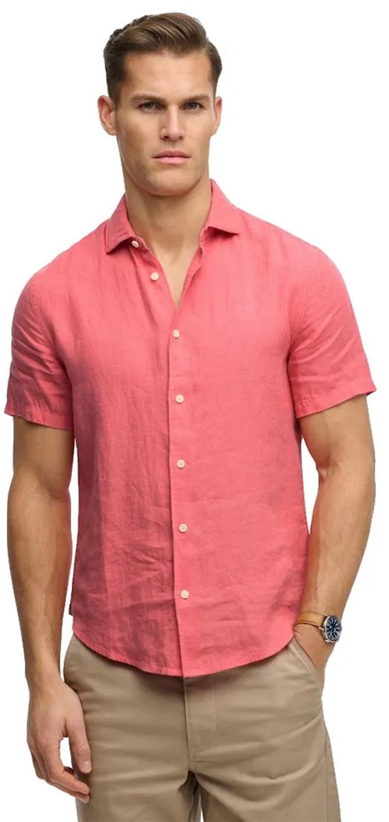 Superdry Riviera Linen Overhemd Met Korte Mouwen L Man Roze