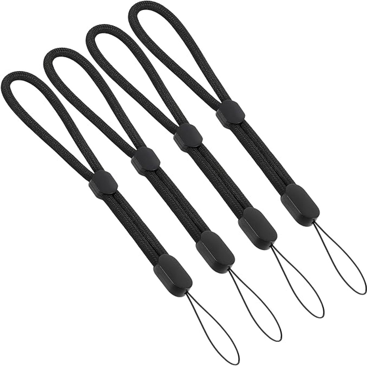 4 stuks handpolsband, sleutelkoord voor telefoon, polsband, verstelbare anti-diefstal polsband voor mobiele telefoon, camera, autosleutels, USB-flashdrive (zwart)