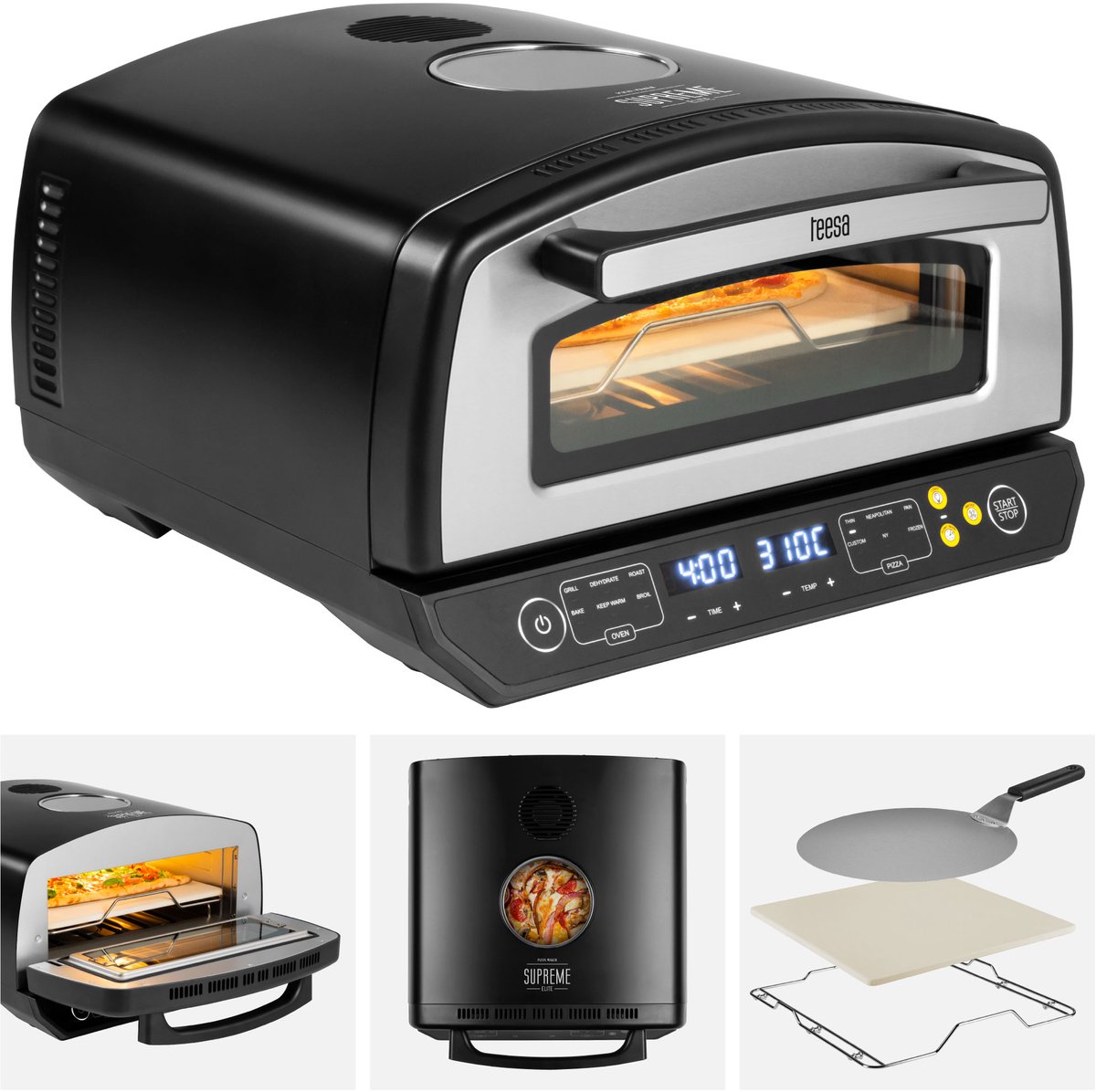 Teesa SUPREME ELITE - Pizzaoven - LED Display - 2200W - 450°C - Keramische Steen