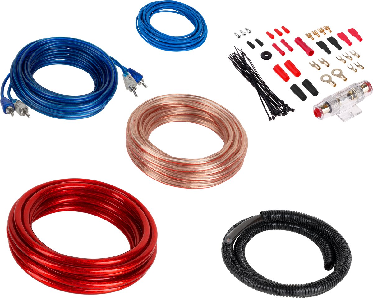 Krüger&Matz KM0010 - Auto-versterker Kabelset - 60A Zekering - Complete Set