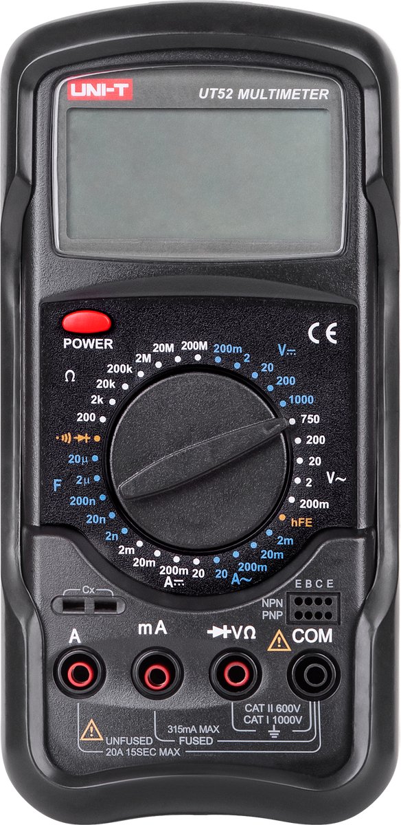 UNI-T UT52 - Multimeter - DC/AC Spanning - DC/AC Stroom - Weerstand