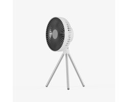 Campingventilator – Tentventilator – Draagbare Ventilator – USB Oplaadbaar – Met Statief – Met Haak – 3 Snelheden – 4000 mAh – Wit