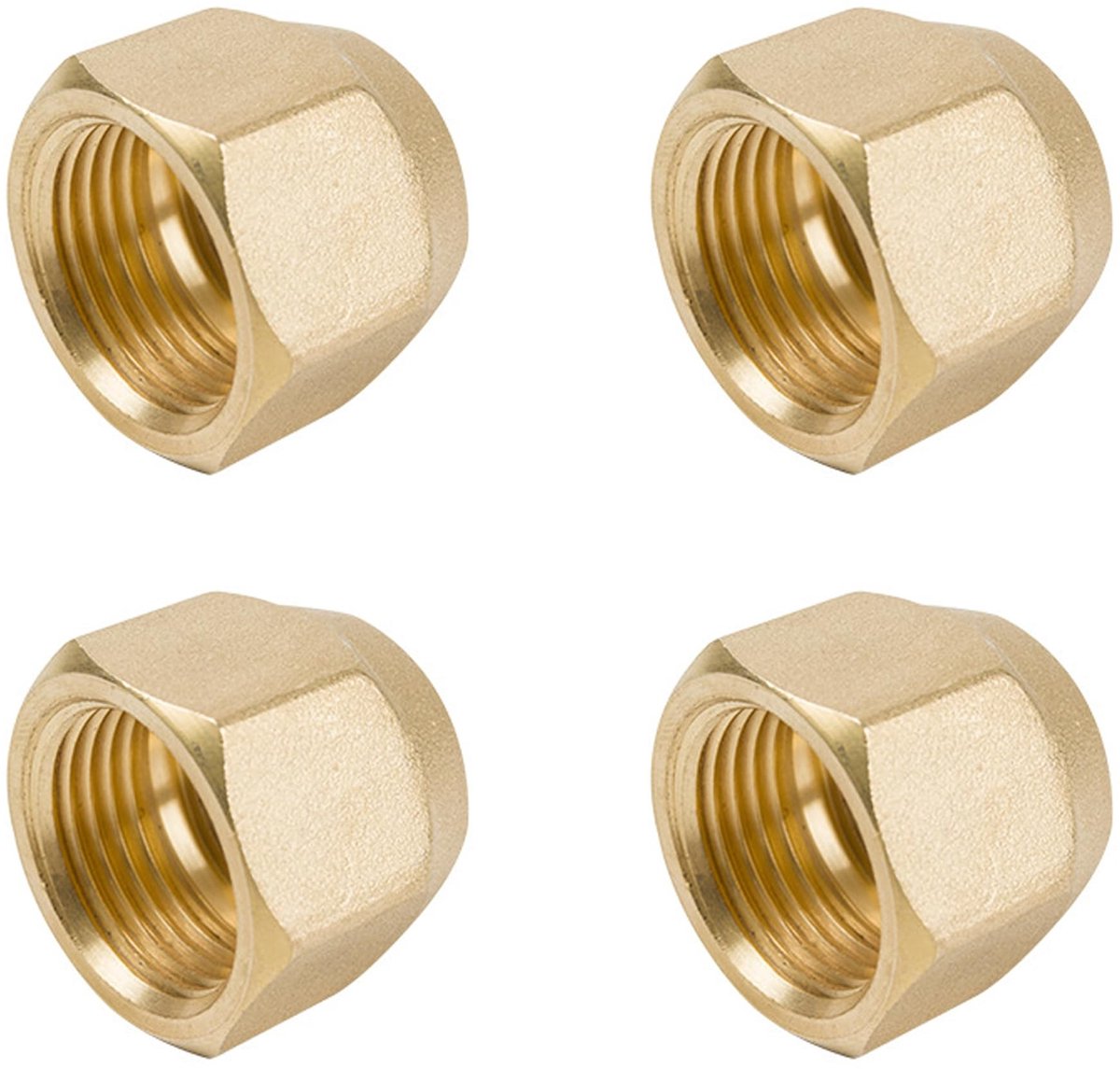 Allecto - Split Flare Nuts - 4 stuks - Messing - Air Conditioning - Koelleidingen - Geschikt voor 3/8 inch - Kleur: Messing