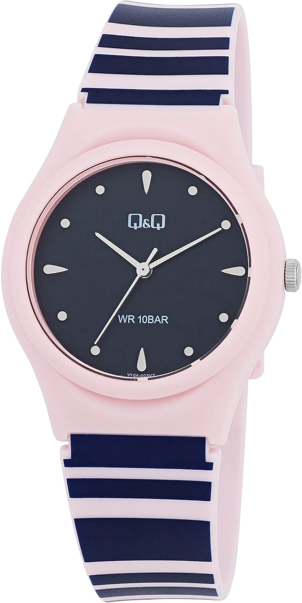 QQ V10A-003VY - Horloge - Sport - Analoog - Dames - Plastic band - Rond - Kunststof- Roze