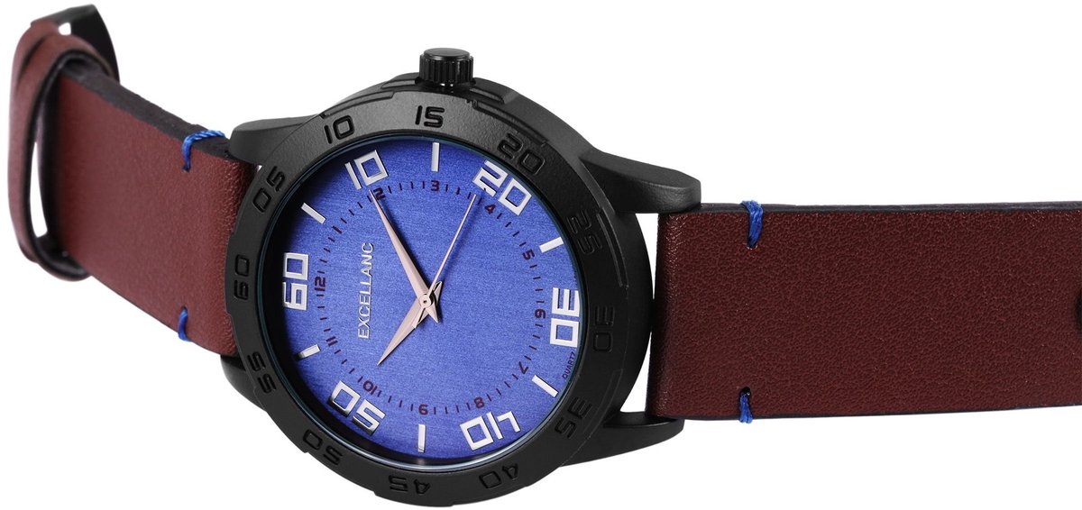EXCELLANC Herenhorloge van imitatieleer 295073000187 Excellanc herenhorloge met imitatieleren band,