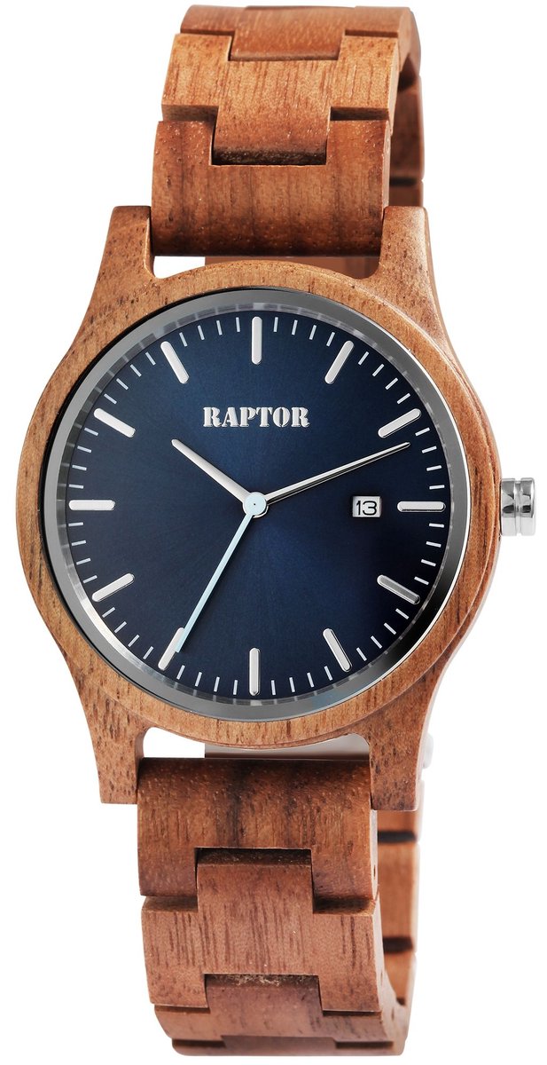Raptor Raptor Unisex Horloge Malte met houten band, 3 ATM, incl. geschenkdoos