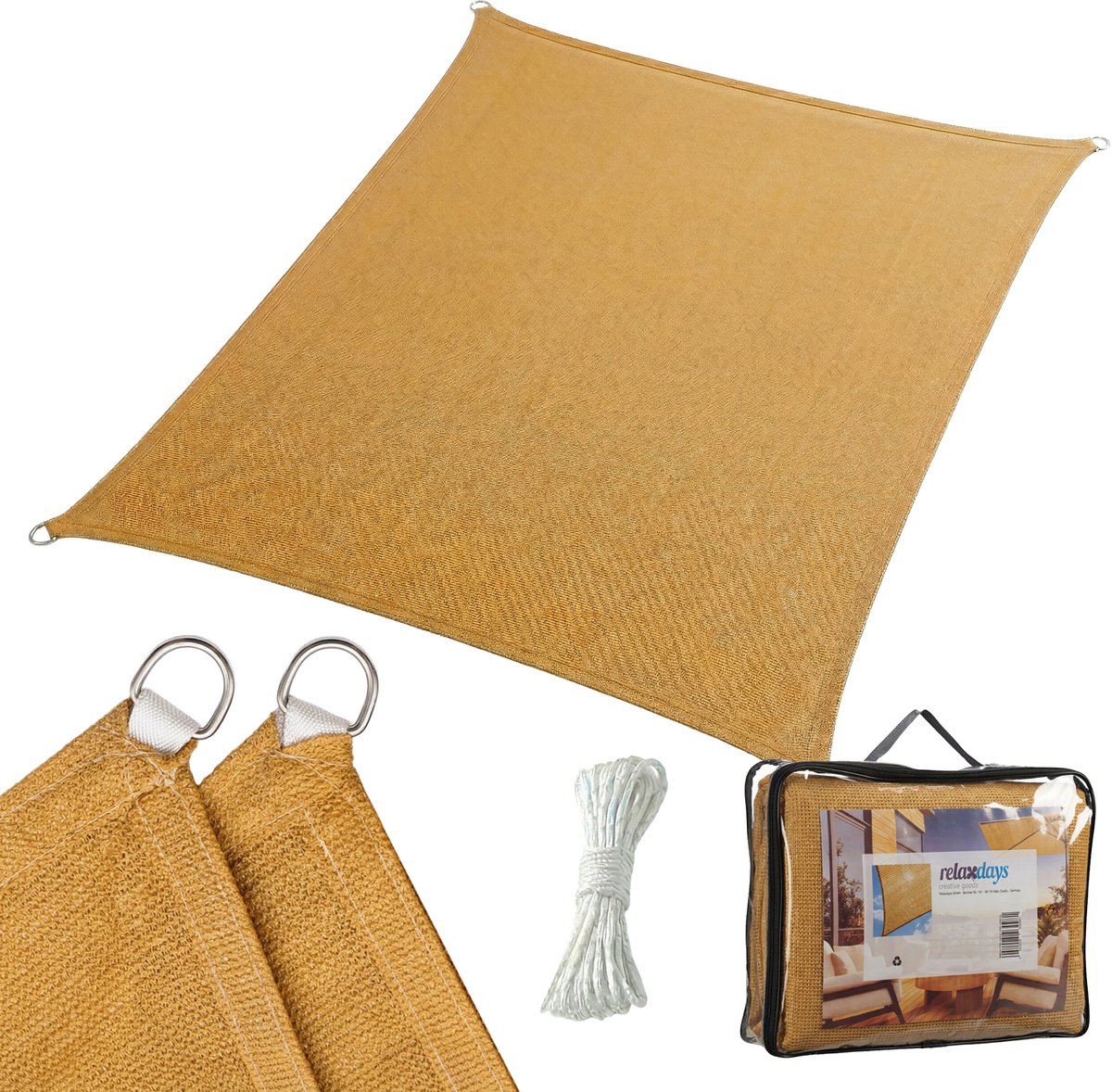 Schaduwdoek - 2x3 m - rechthoekig - met uv-bescherming - zand