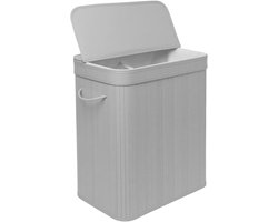 Wasmand - 100 l - 2 vakken - opvouwbaar - bamboe - grijs