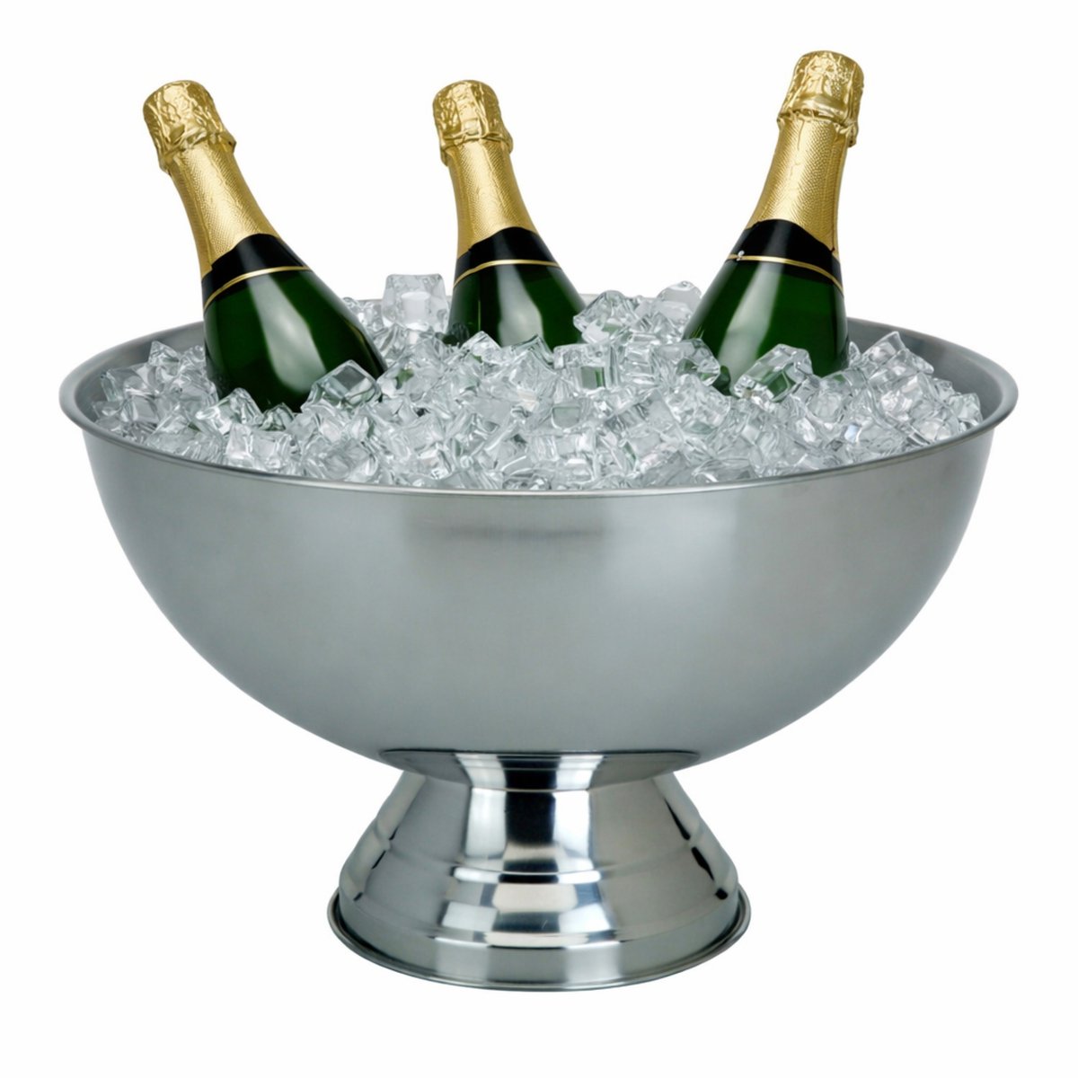 Excellent Houseware Champagnekoeler - op voet - RVS - zilver - 39x24 cm - schaal