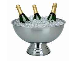 Excellent Houseware Champagnekoeler - op voet - RVS - zilver - 39x24 cm - schaal
