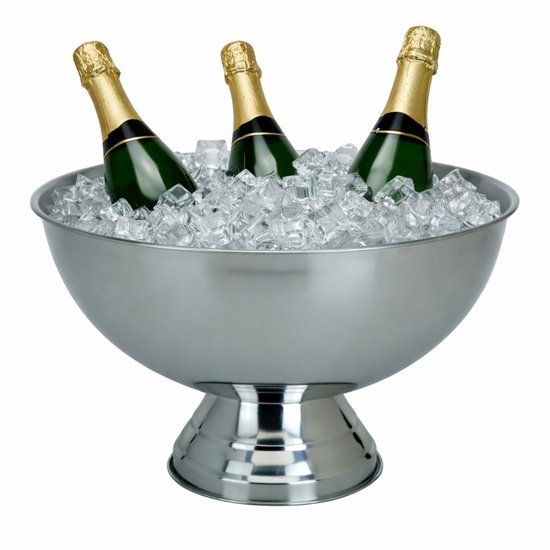 Excellent Houseware Champagnekoeler - op voet - RVS - zilver - 39x24 cm - schaal