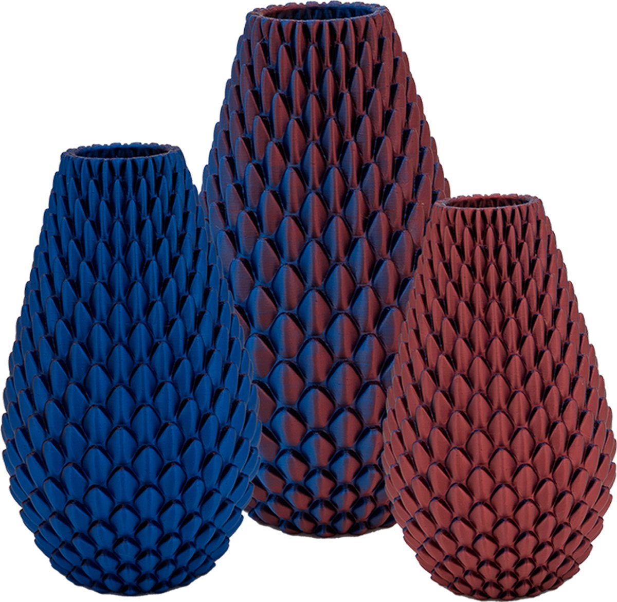Lovora Myraka design vaas – Decoratieve vaas - Blauw / Rood - 3d geprinte vaas – geschikt voor droogbloemen - 34CM