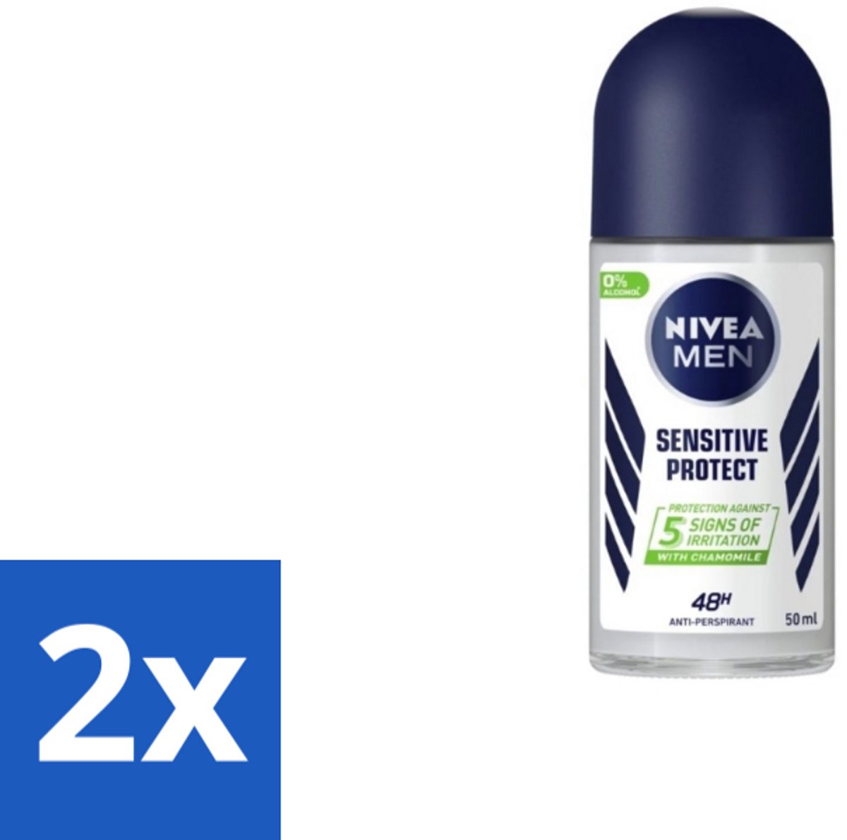 2 x Nivea - Men - Deodorant - Roller - Sensitive Protect - 50 ml - Gevoelige Huid - Deodorant Roller - 48 Uur Bescherming - Kamille Extract - Avocado Olie