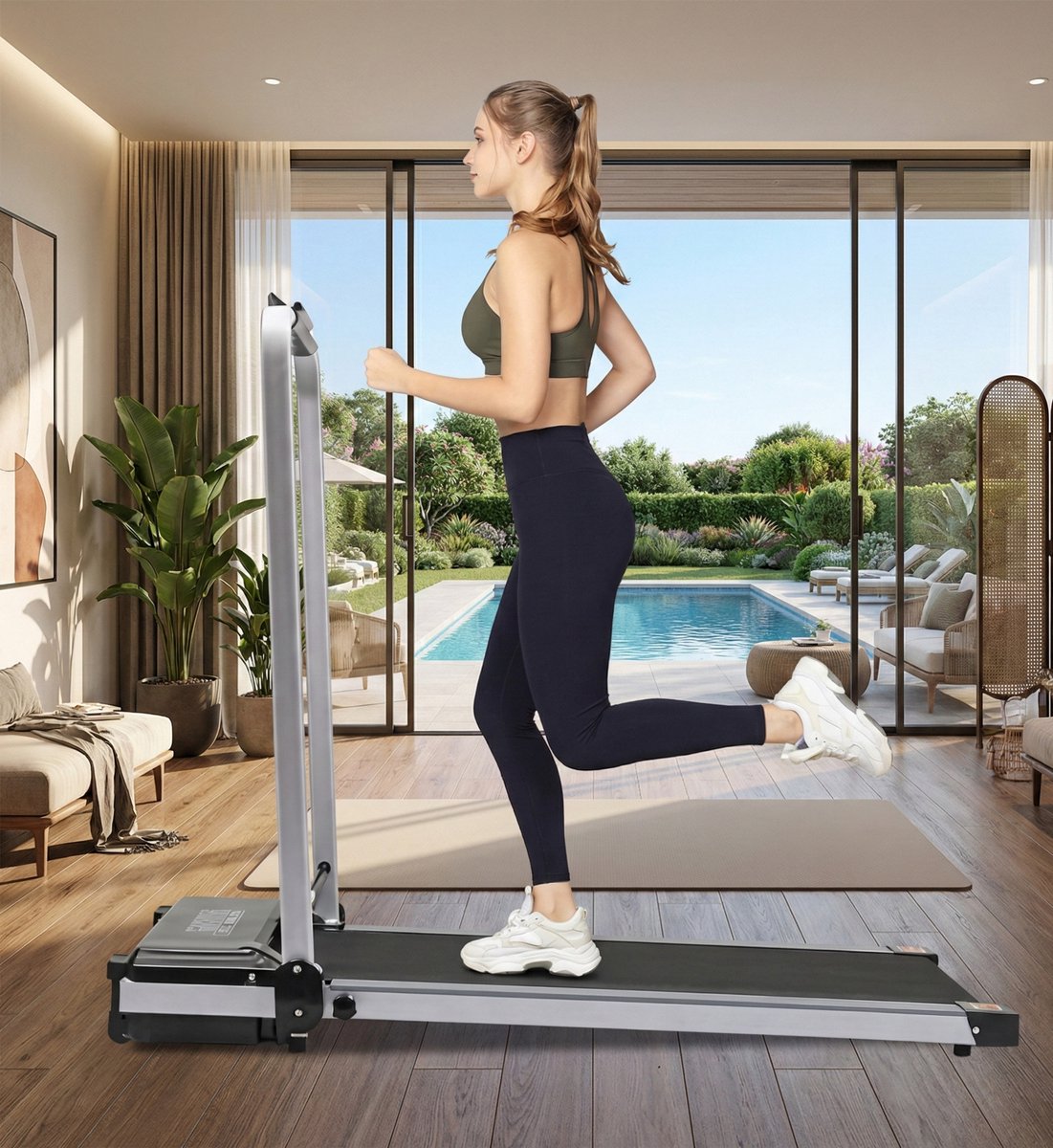 Treadmill Compact & Foldable for Home – 500W Motor, 0.8–10 km/h, LED Display, Walking & Jogging, Space-Saving – Designbest