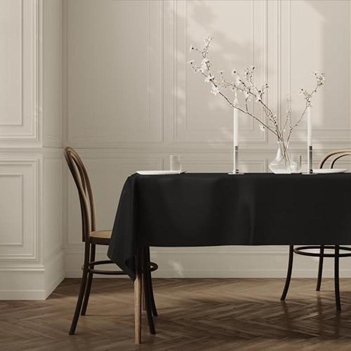 Onderhoudsvriendelijk Zwart Rechthoekig Tafelkleed van Polyester - 150 x 300 cm