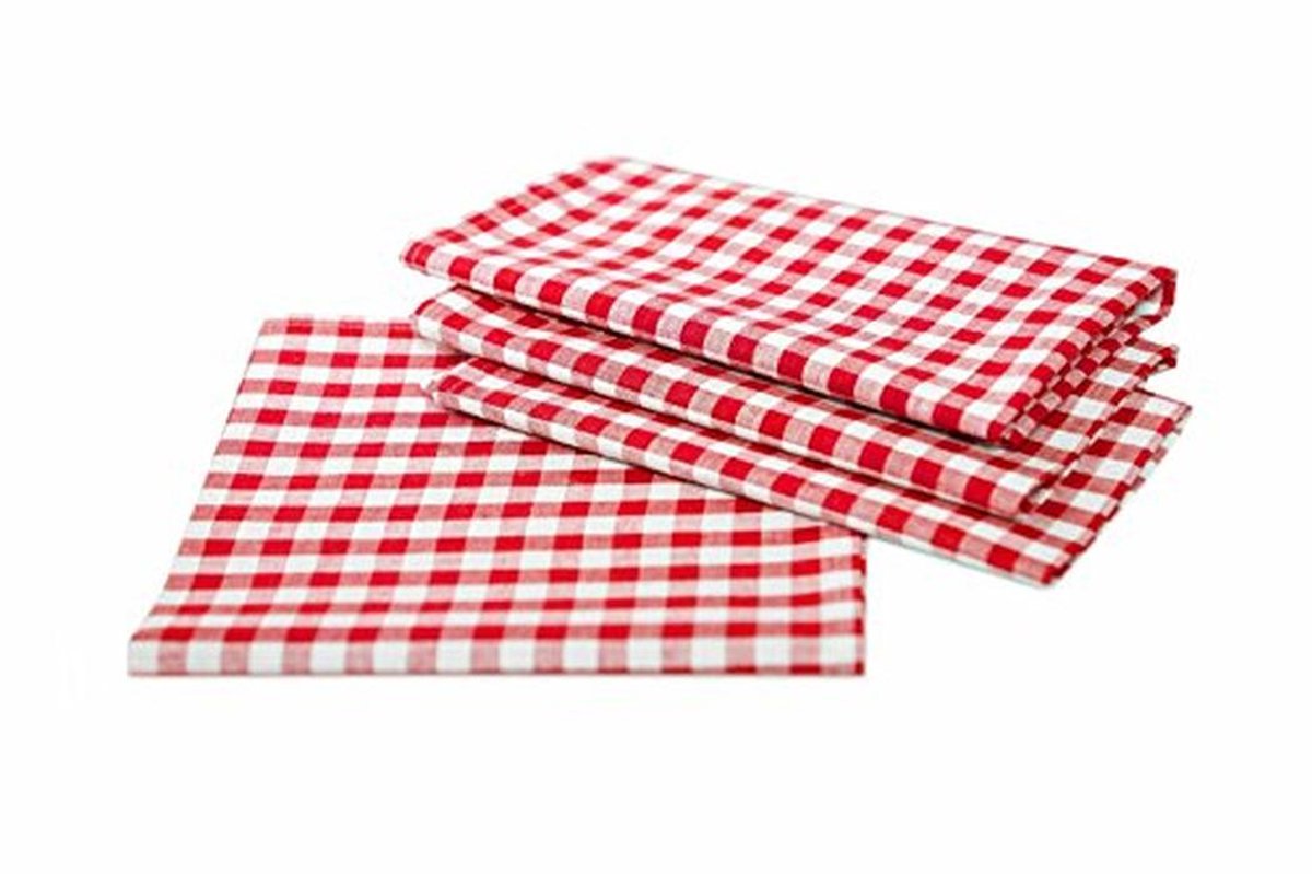 Landhuis geruite tafelkleden 130 x 280 cm van 100% katoen - Rood en Wit