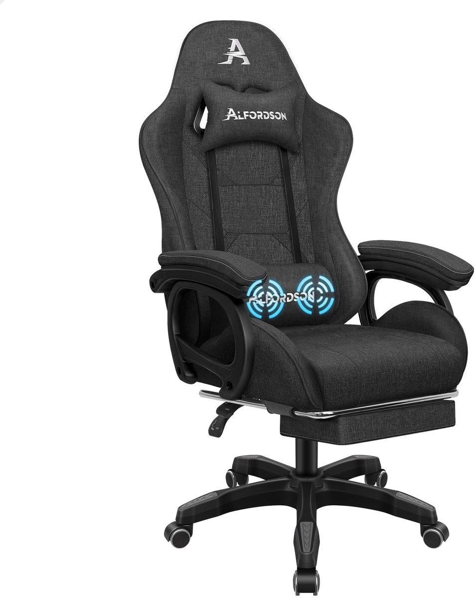 Gamingstoel met massage-lendensteun, ergonomisch