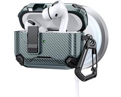 Telestore - AirPods Pro 3 Carbon hard case cover - Carbon hybride groen hoesje Beschermhoes - AirPods pro 3 Cover - hoesje geschikt voor Apple Airpods pro 3 - groen - Carbon hard cover - met MagSafe functie