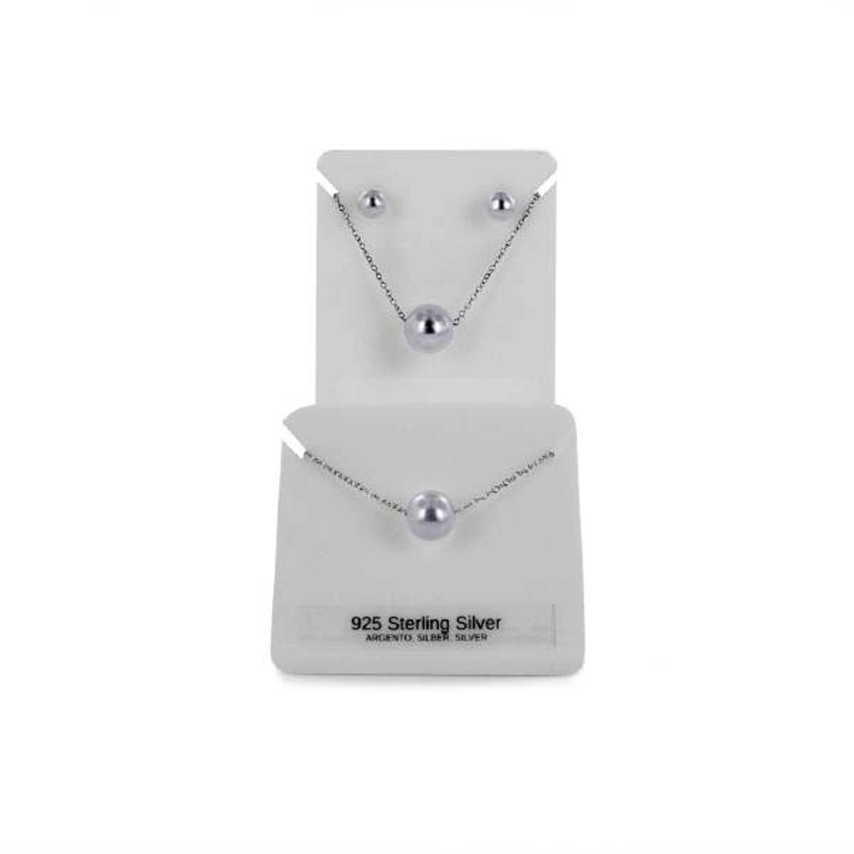 New Bling Gift Set 929944003 Sieraden Geschenkset - Zilveren Oorknoppen 8 mm met bijpassende armband 18 cm / 7 mm en Collier 42 cm / 10 mm - Zoetwaterparel - Zilverkleurig / Wit