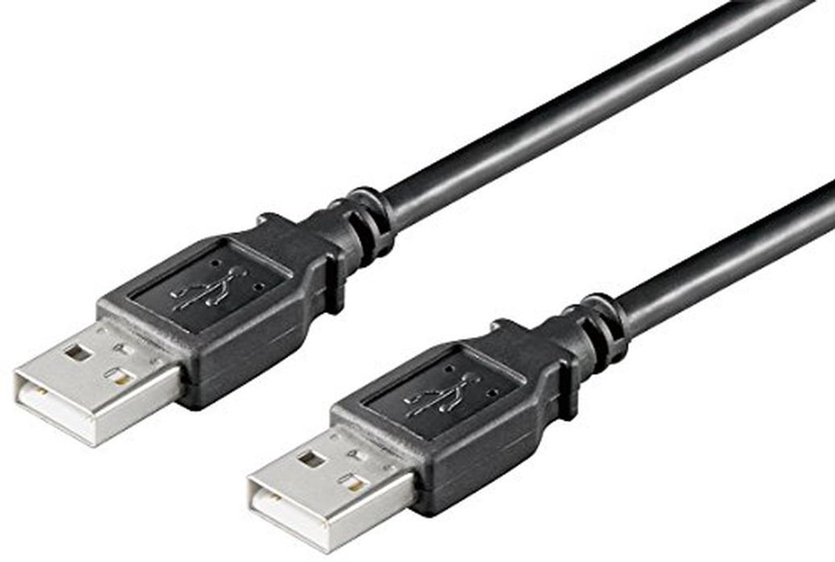 USB 2.0 Kabel A/A Mannelijk - Dubbel Afgeschermd AWG 28, 3,00 m - Zwart