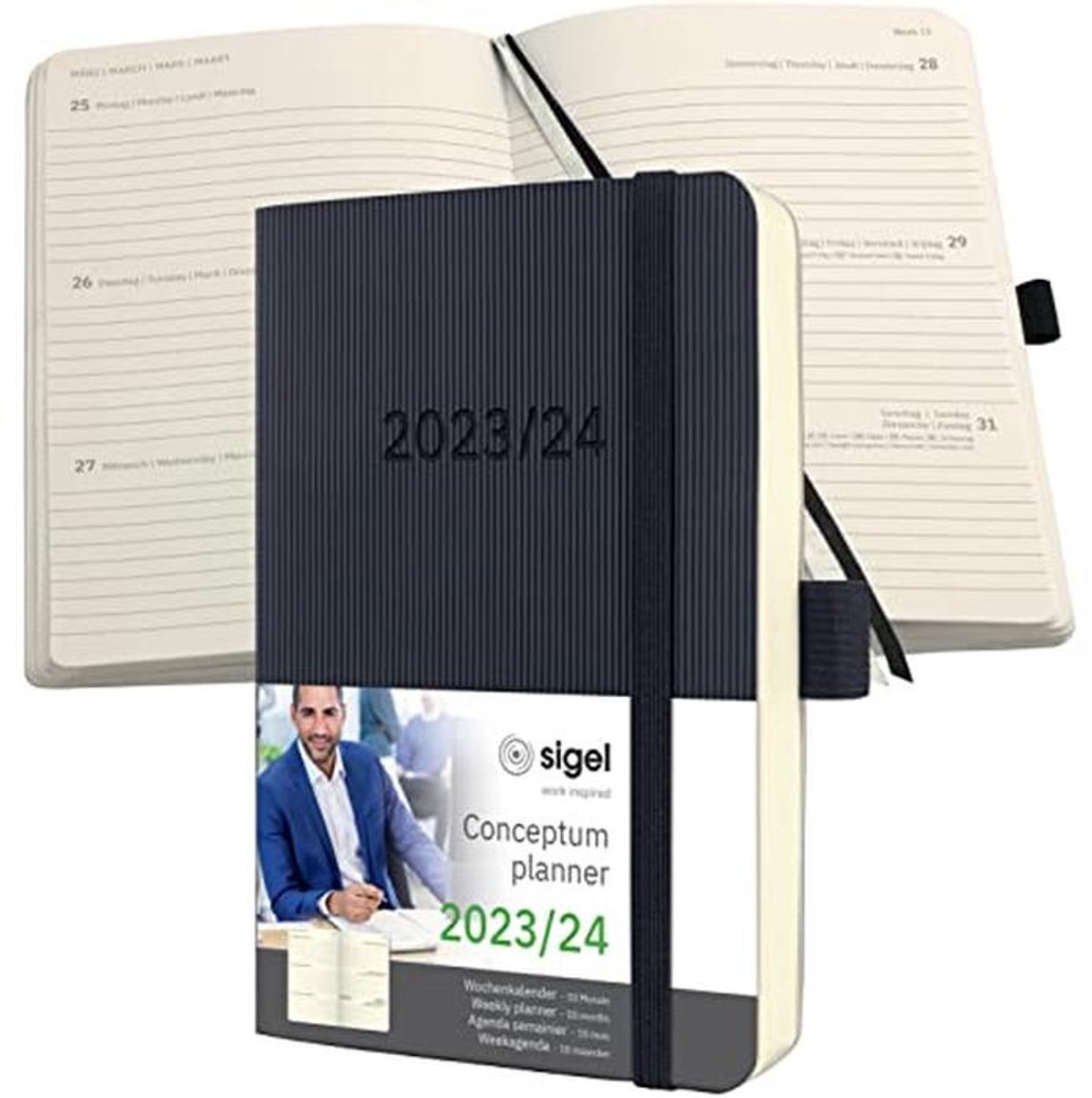 Weekkalender 2023/2024 A6, Zwart, Softcover - 240 Pagina's, Elegant en Praktisch