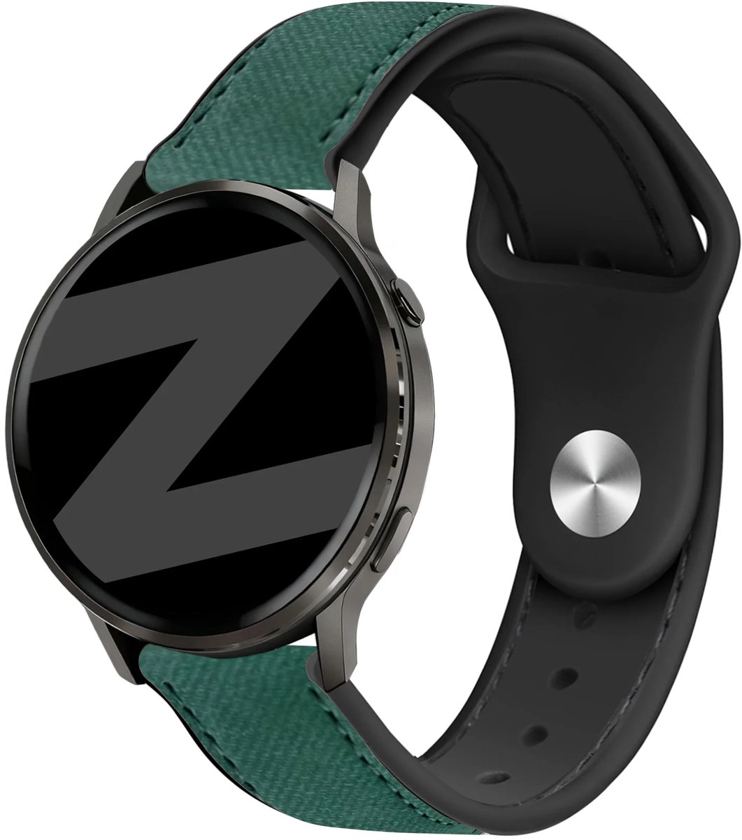Bandz Leren 'Hybrid' bandje geschikt voor Garmin Vivoactive 4 / Garmin Venu 4 - 45mm / Garmin Venu 3 / Garmin Venu 2 / Garmin Forerunner 570 - 47mm / Garmin Forerunner 265 / Garmin Forerunner 255 - Groen