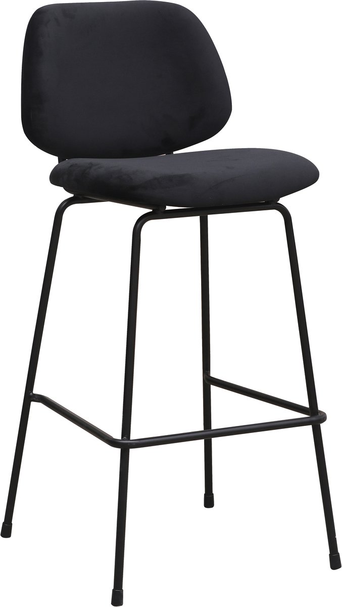 LABEL51 Bello Barkruk - Zwart - Velvet - Hoog - Kruk