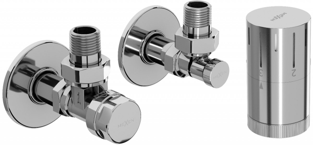 Mexen G05 hoek thermostaatset met R-afdekplaat, chroom - W901-958-904-01