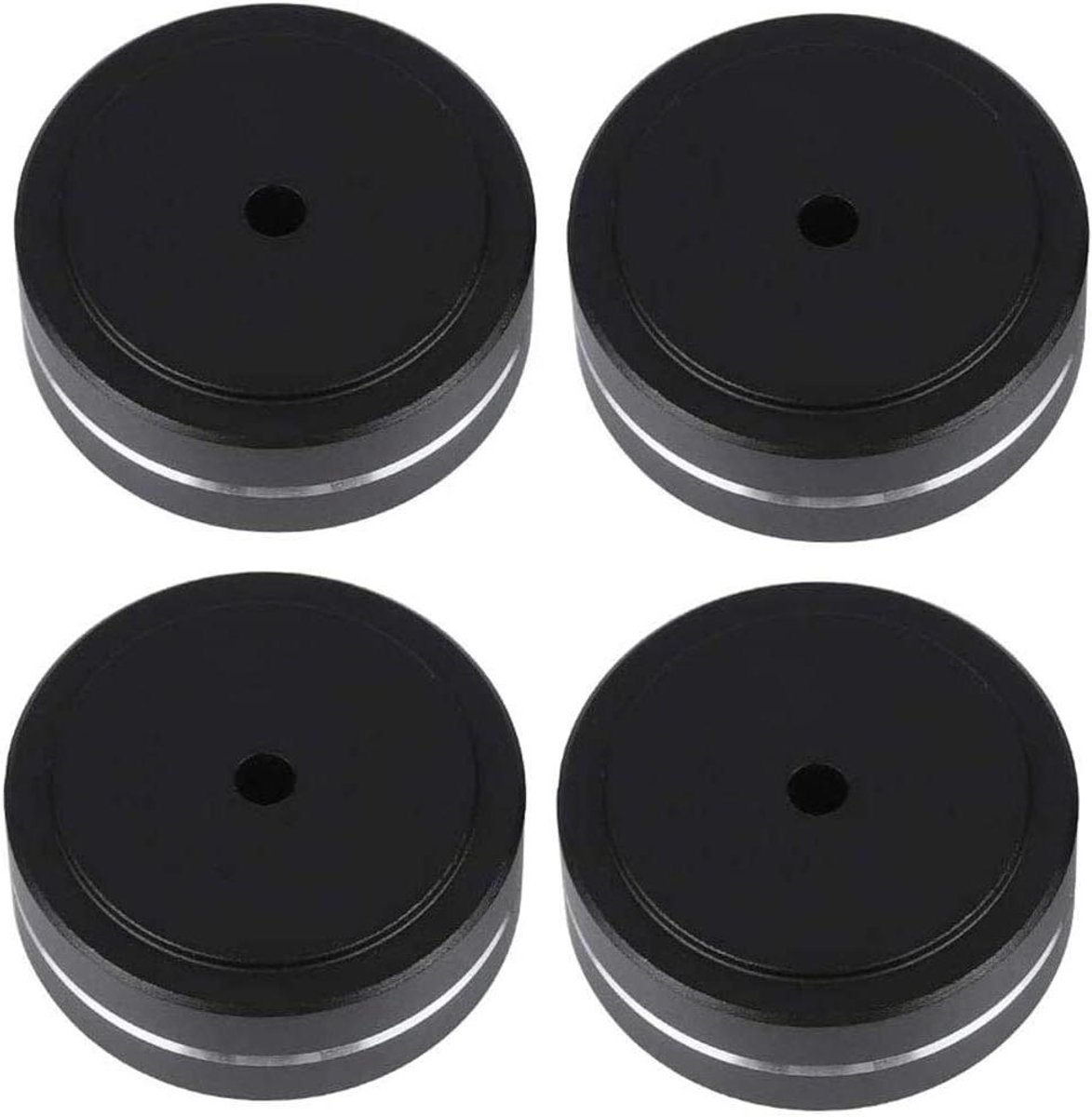 Allecto- Luidspreker Isolatie Voeten Pads - Aluminium - Schokabsorptie - 40x15mm - Audio Versterker - Geschikt voor Speaker - Zwart - 4 Stuks.