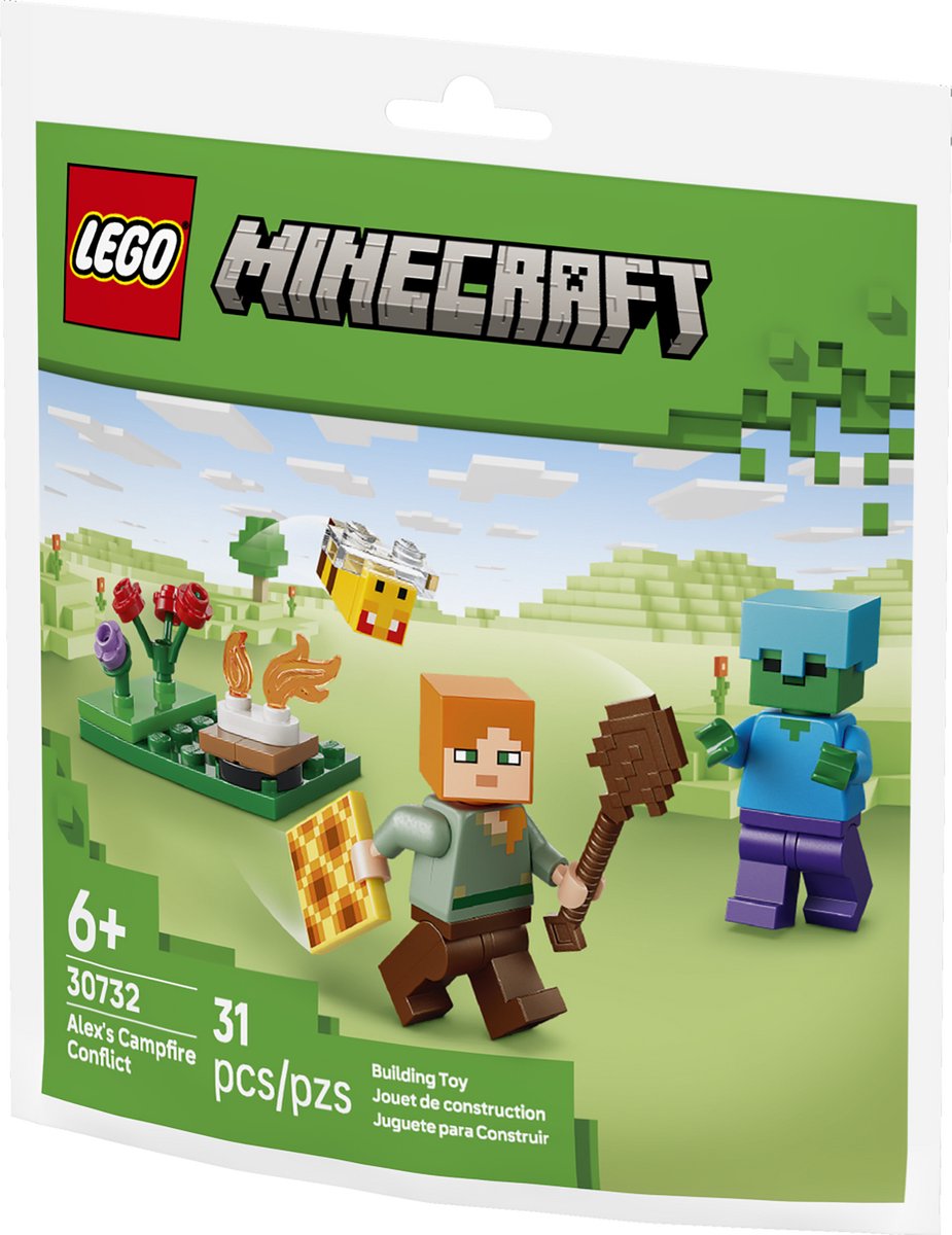 LEGO Minecraft - Alex en de strijd bij het kampvuur Constructiespeelgoed thumbnail 3