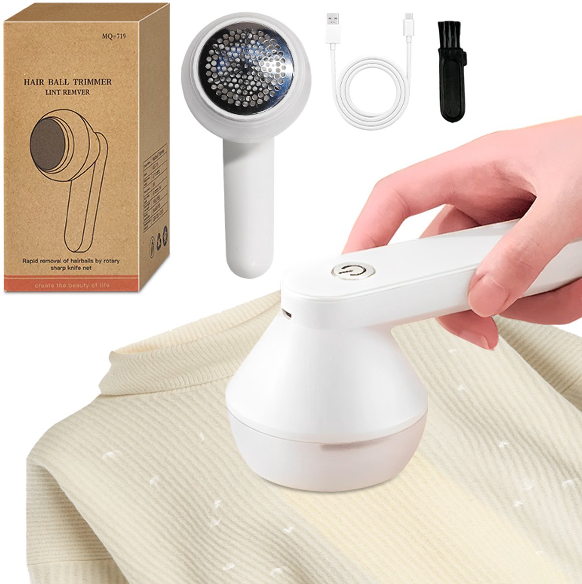 Oplaadbare Stoffen Haarremover - Krachtige Pilling Trimmer voor Kleding - USB-aangedreven Haarknippers voor Thuis - Lithiumbatterij 400mAh - Efficiënt Pluisjes Verwijderen en Kleding Ontpillen