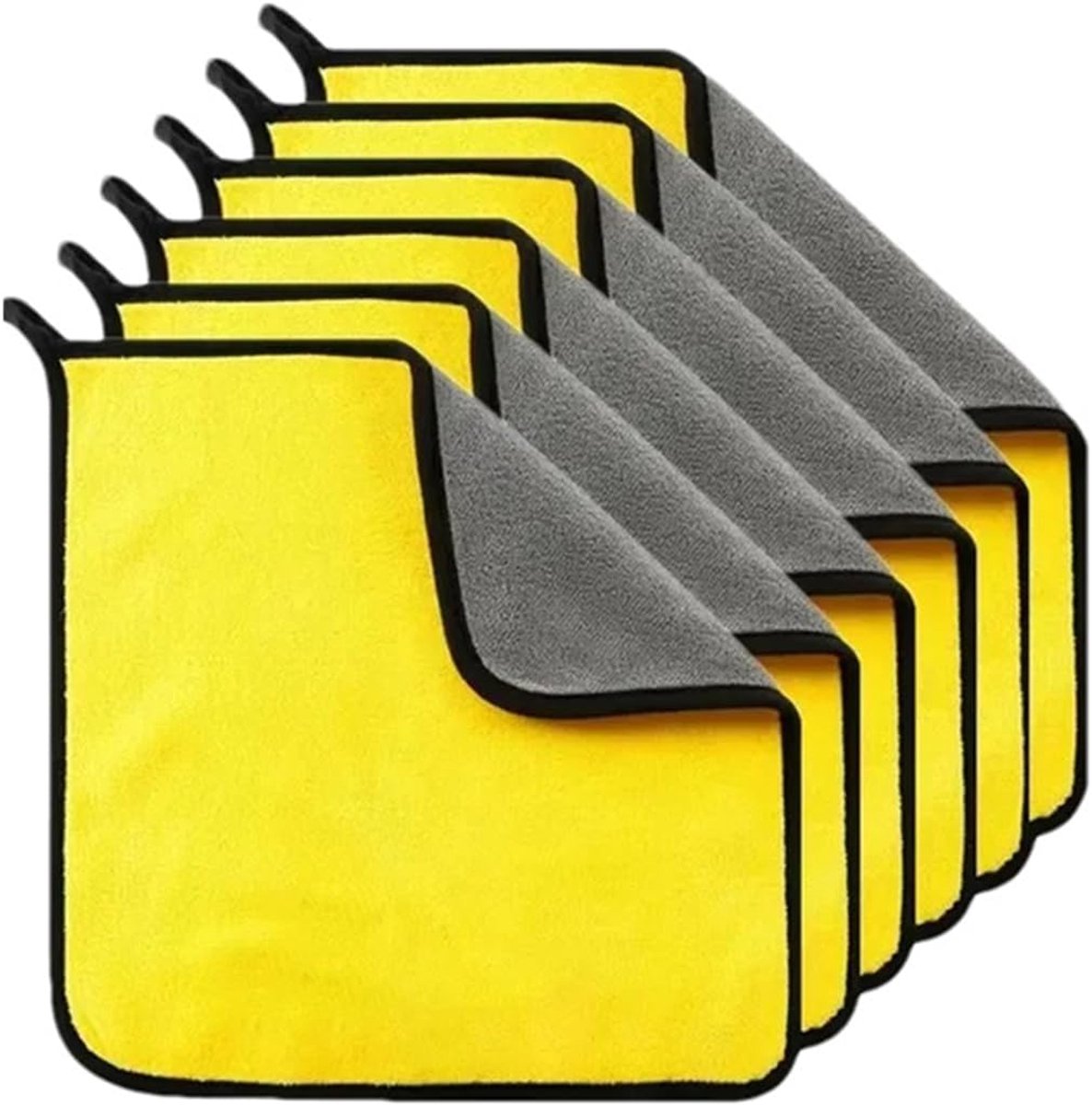 6stucks-set microvezel autowasdoeken met zoom voor autodetailing en oppervlakteverzorging