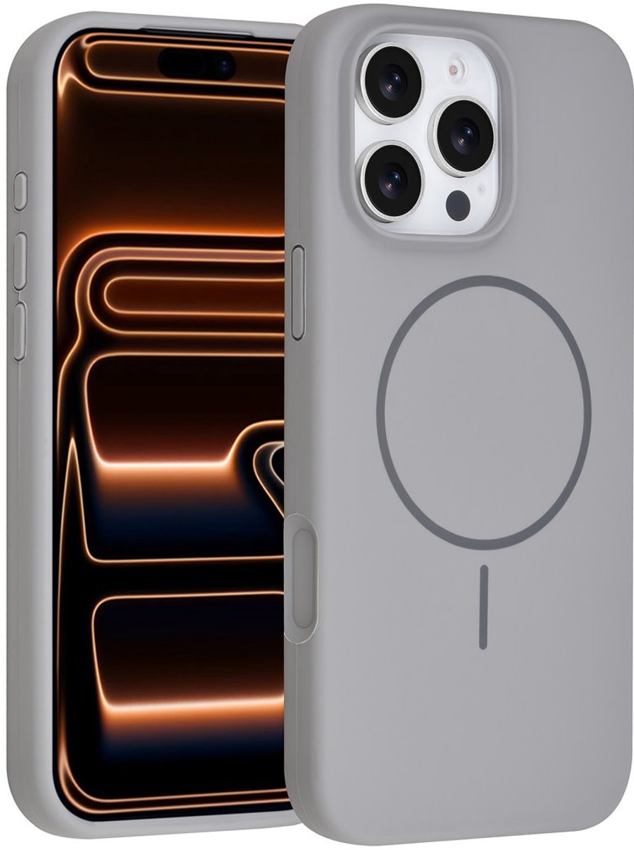 TUNIQ telefoonhoesje voor Apple iPhone 16 Pro Max - MagSafe siliconen backcover - Grijs