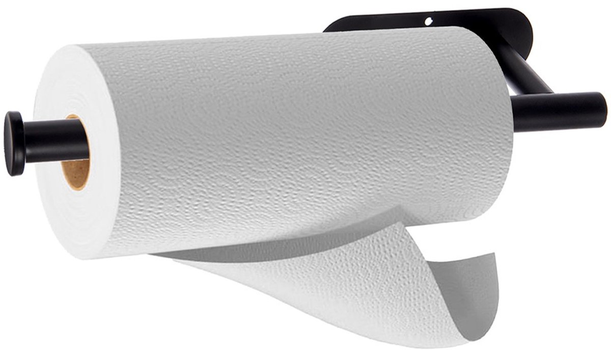 Keukenrolhouder Hangend Metaal Zwart RADKA 33,5x9,2x4,5cm - Papieren Handdoekenrek - Rollenhouder - Houder