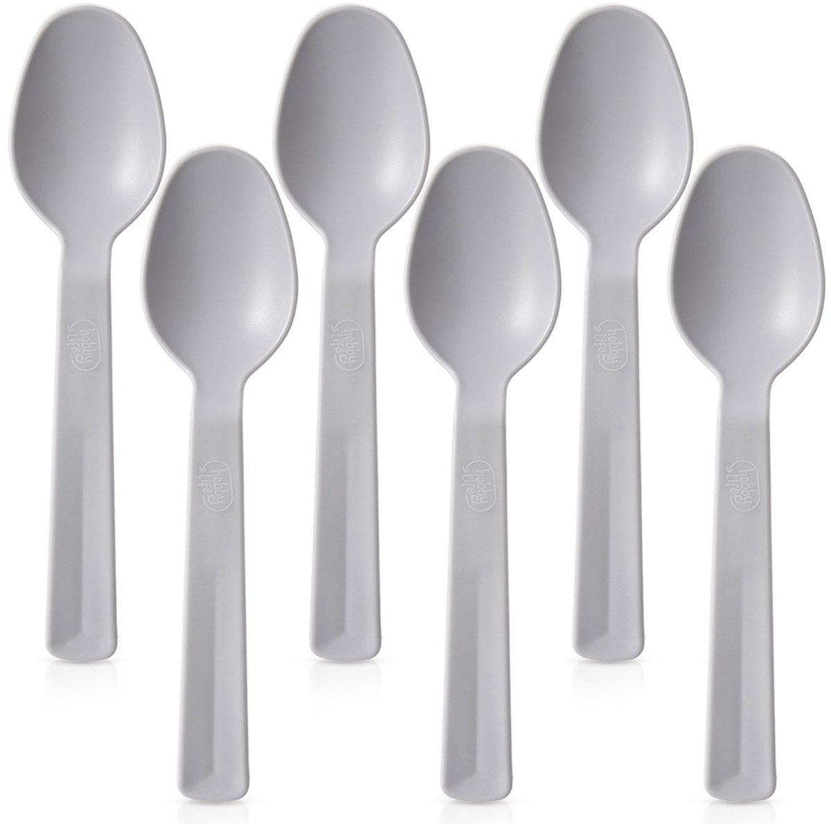 Tafellepels Plastic Grijs 6 stuks - Eetlepels - Tafelbestek - Bestek - Lepels