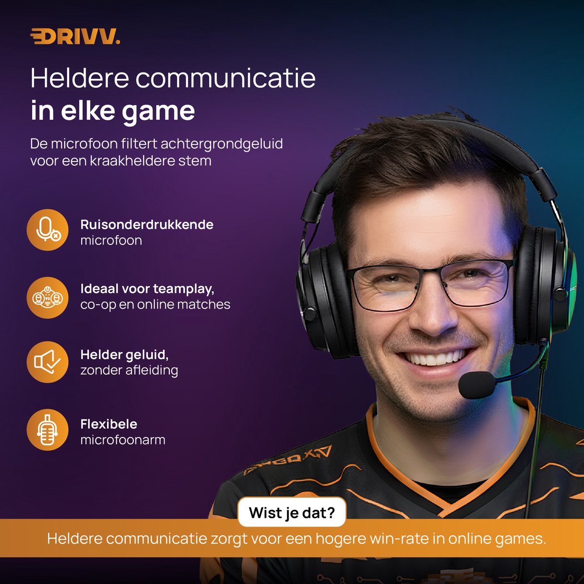 Drivv. PRO Gaming Headset met Microfoon - Game Headset - Geschikt voor PS4, PS5, Xbox One, Xbox Series en PC - Gaming Koptelefoon — afbeelding 2