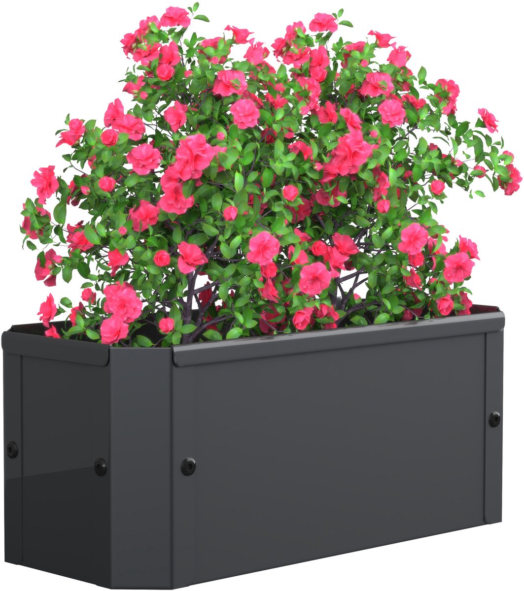 VCM Metall Hochbeet 39x18x16 cm, rechteckiger Pflanzkasten für Balkon Terrasse Garten, Blumenkasten mit und ohne Boden nutzbar, Balora S