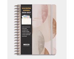 Hobbit - Docentenagenda 2026-2027 - 1 week op 2 pagina's - Lerarenagenda - Harde Kaft - spiraal gebonden - ±A4 (20 x 26,5 cm) - Abstract roze